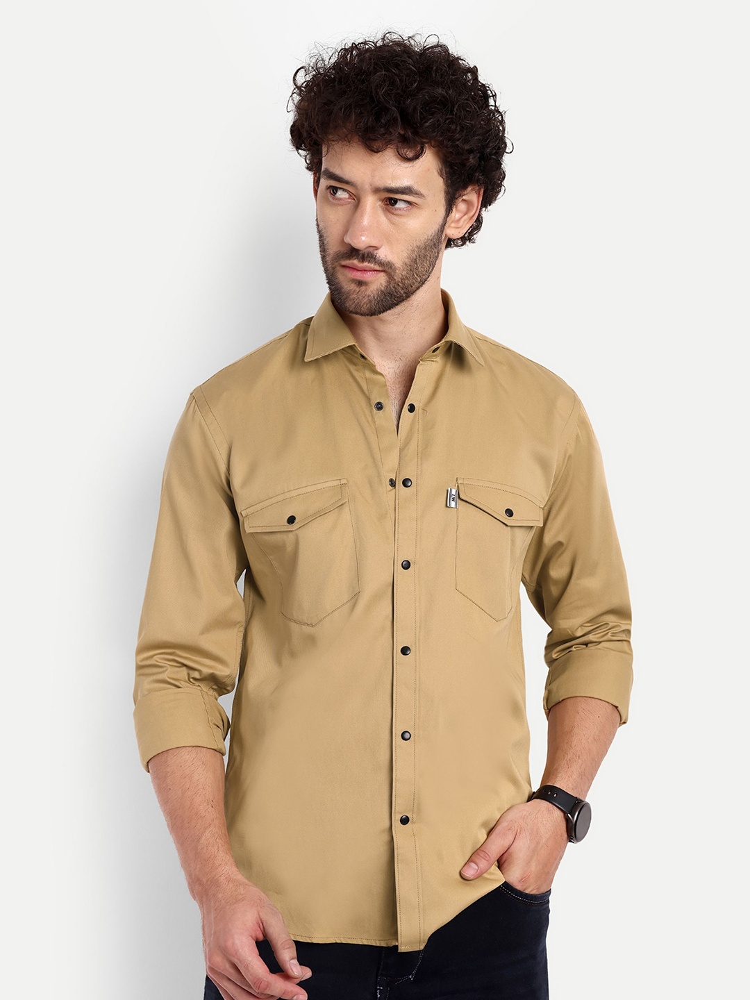 

Lewogle Men Opaque Casual Shirt, Brown