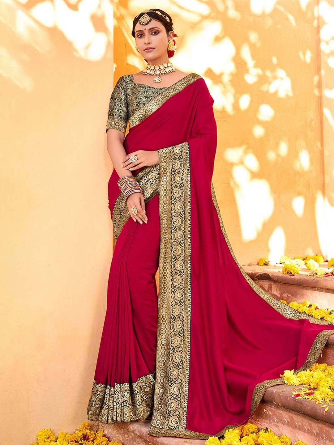

A.V.M Prints Woven Design Pure Silk Saree, Red