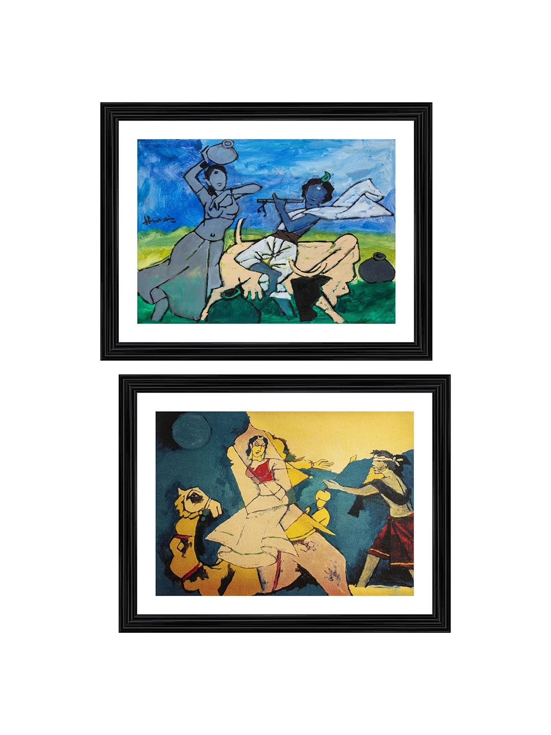 

Adventures India Beige & Blue 2 Pieces Wooden Painting Wall Arts