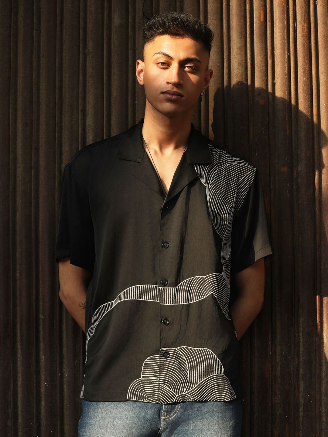 

Big Bunny Men Custom Opaque Casual Shirt, Black
