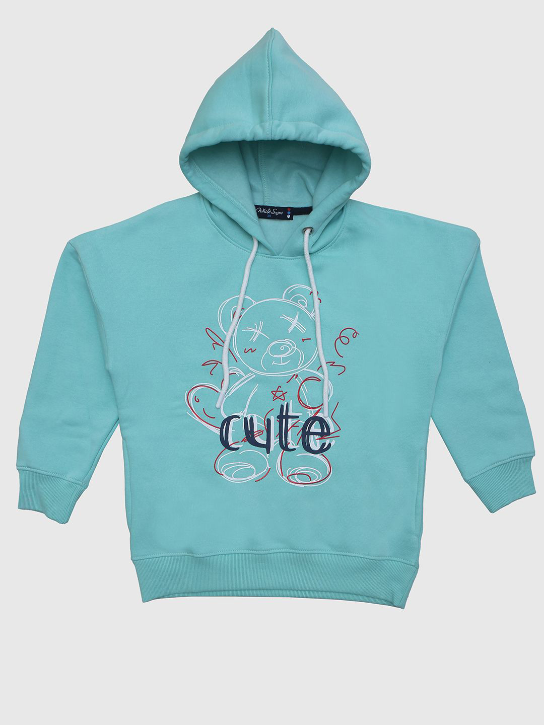 

White Snow Girls Printed Sweatshirt, Blue