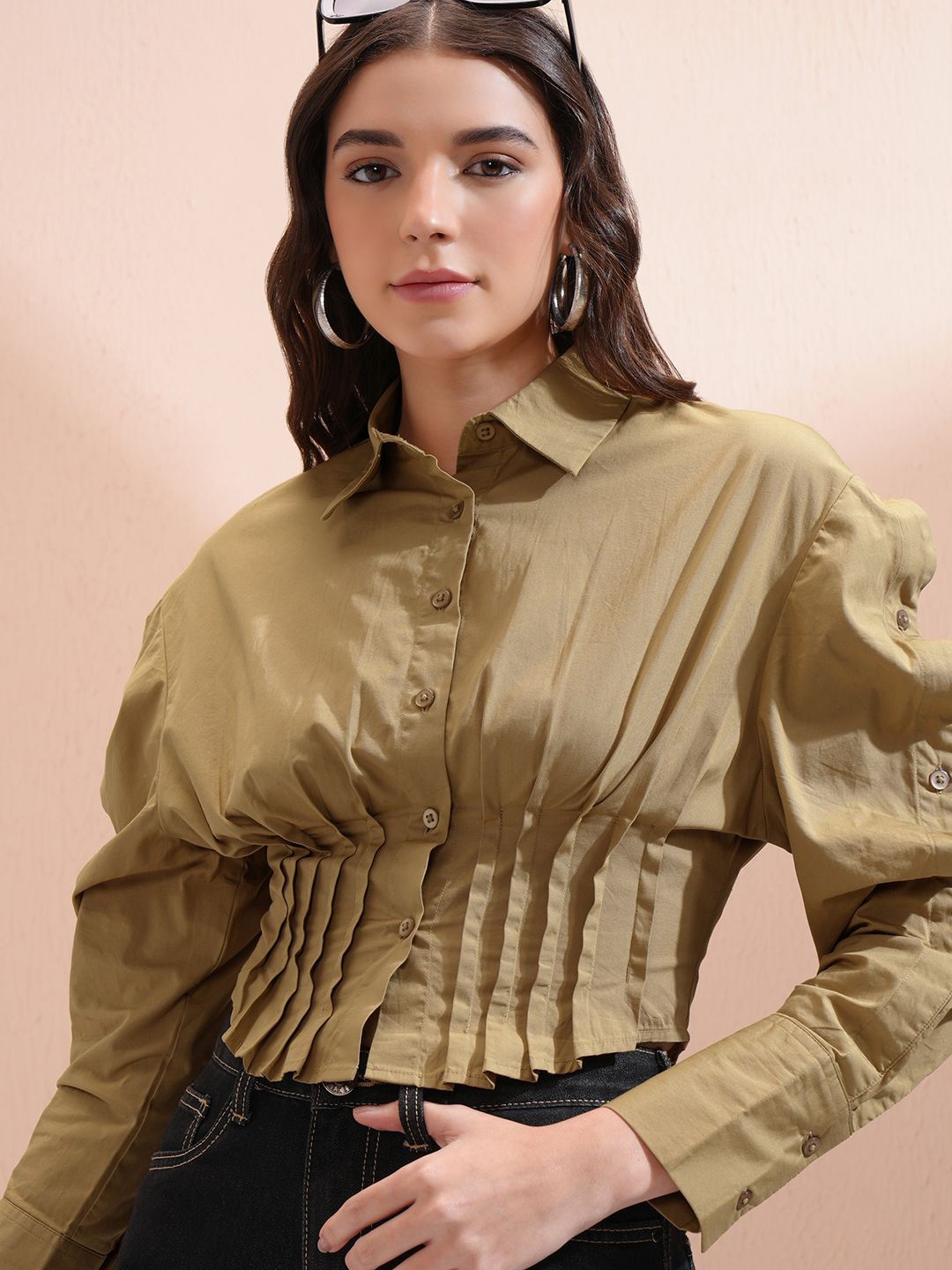 

Tokyo Talkies Women Opaque Casual Shirt, Beige