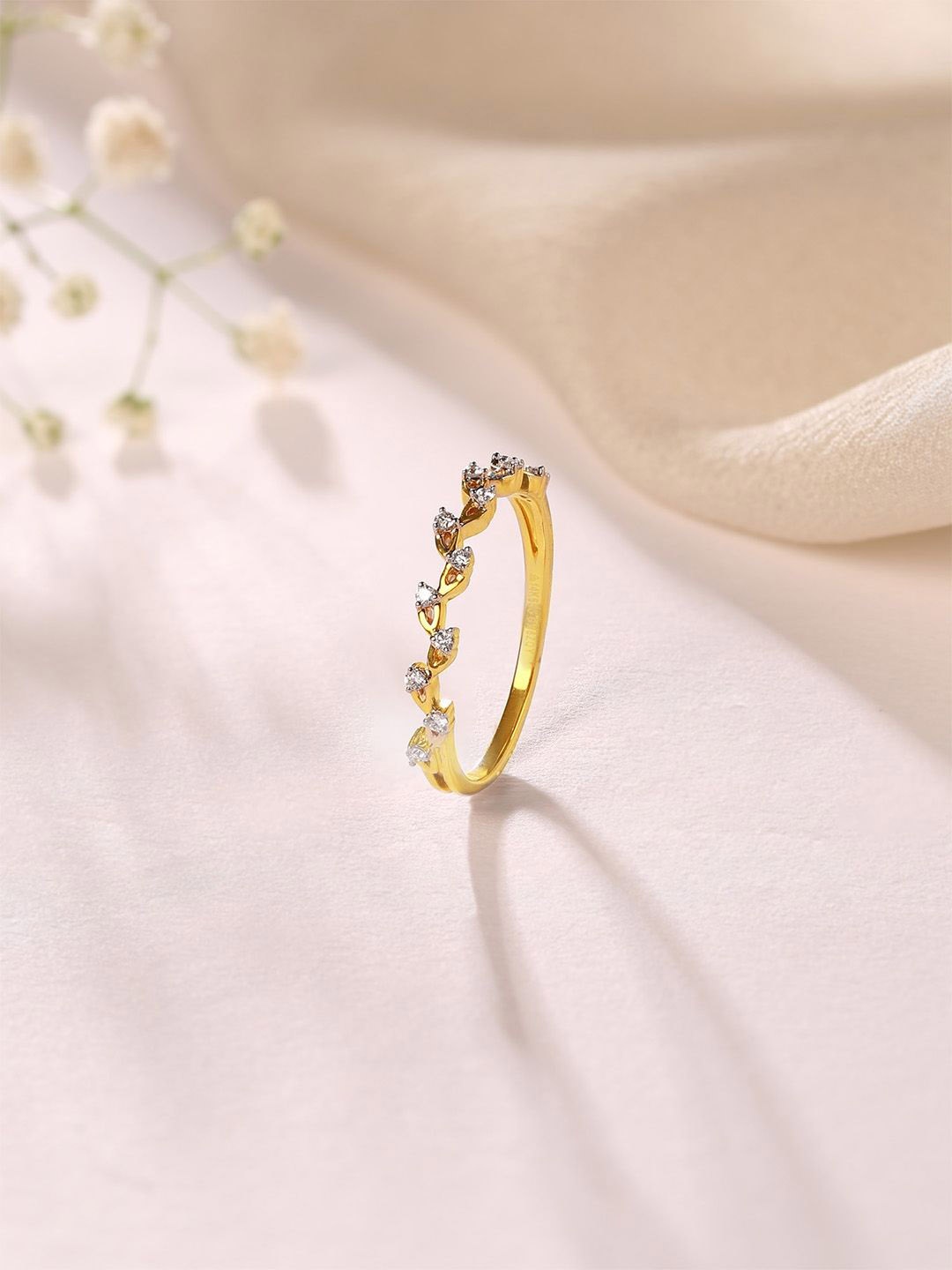

Mia by Tanishq Women Whimsical Vine 14K Gold & Diamond Finger Ring 1.55g, Yellow