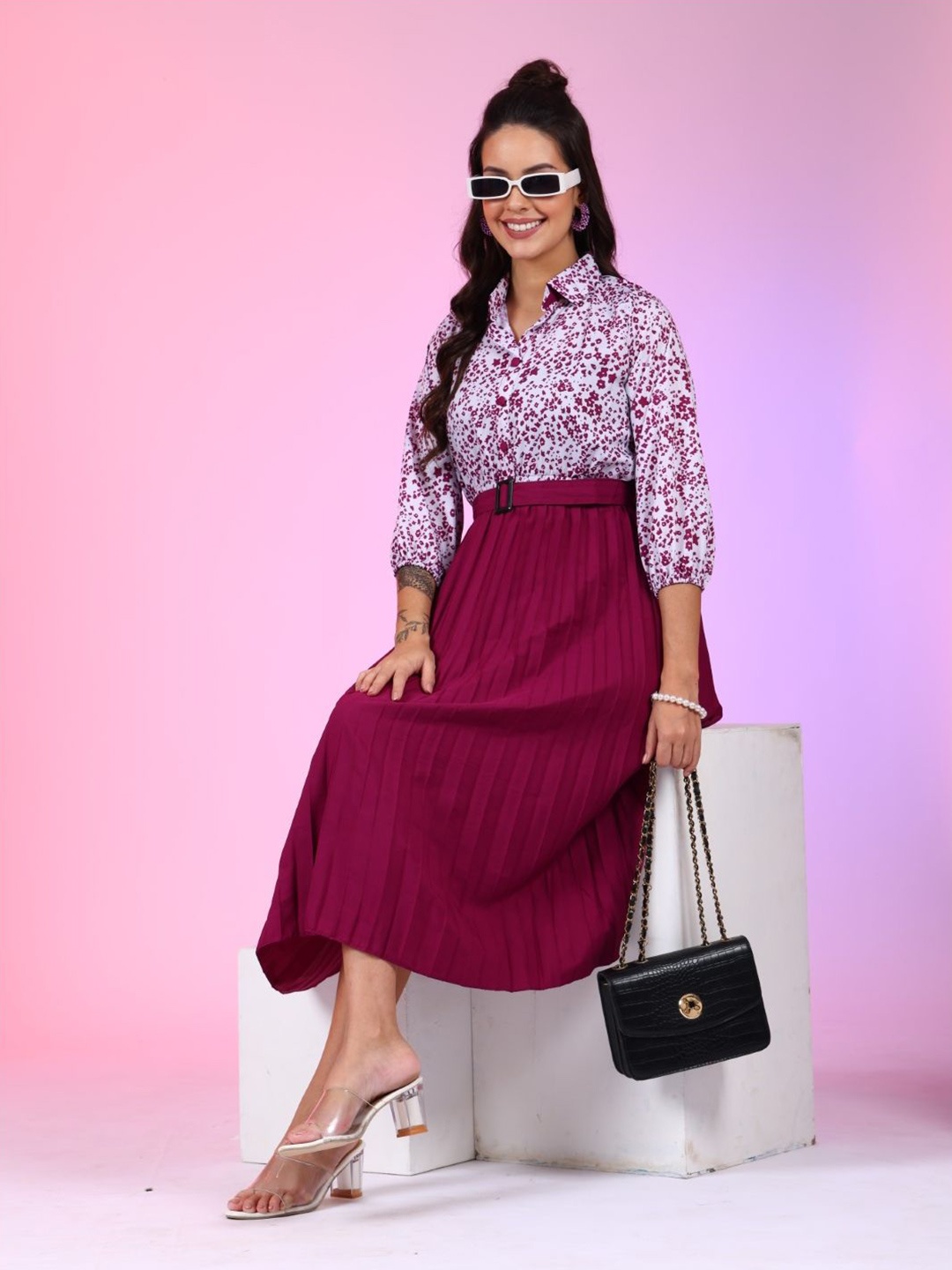 

Krunal Raiyani Print Crepe Fit & Flare Dress, Magenta