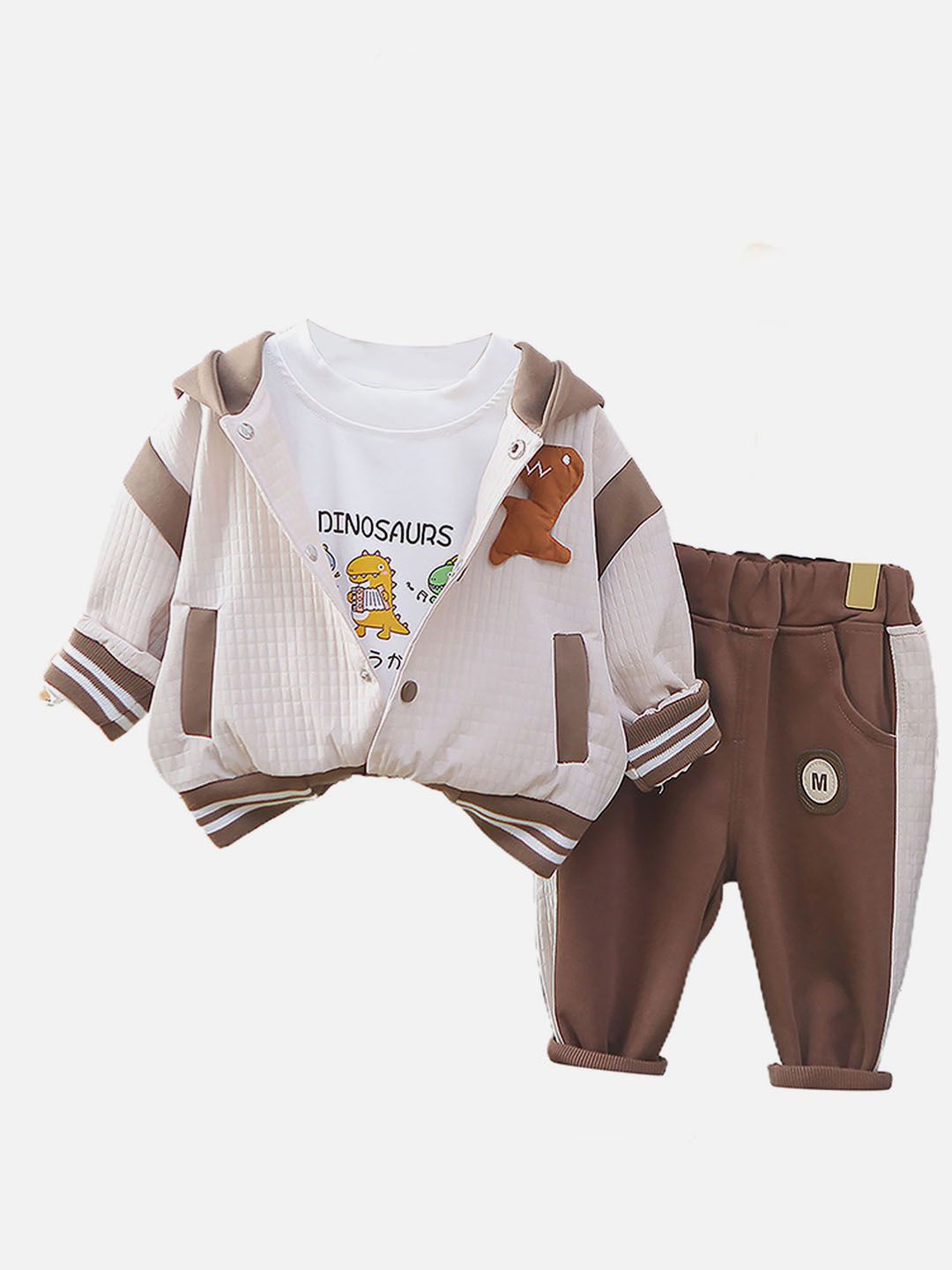 

Little Surprise Box LLP Kids Printed T-shirt and Shirt with Trousers, Brown