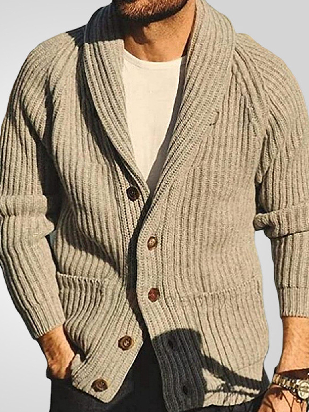 

Mast & Harbour Men Cardigan, Khaki