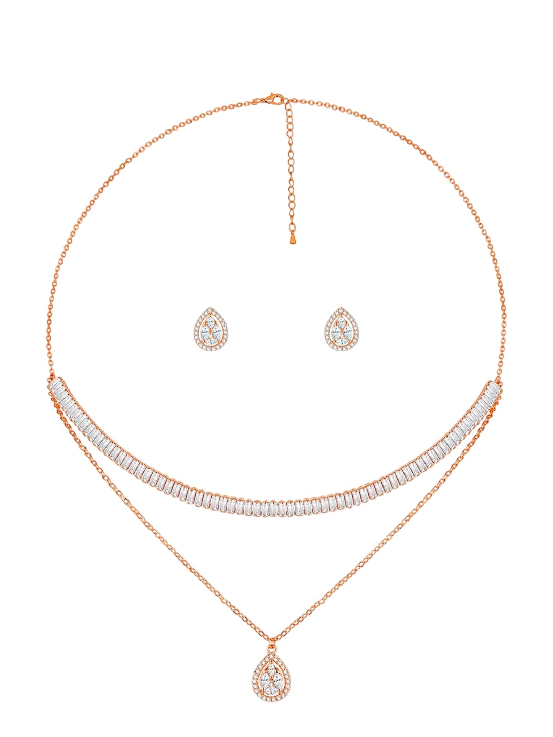

Peora Rose Gold-Plated CZ-Studded Jewellery Set