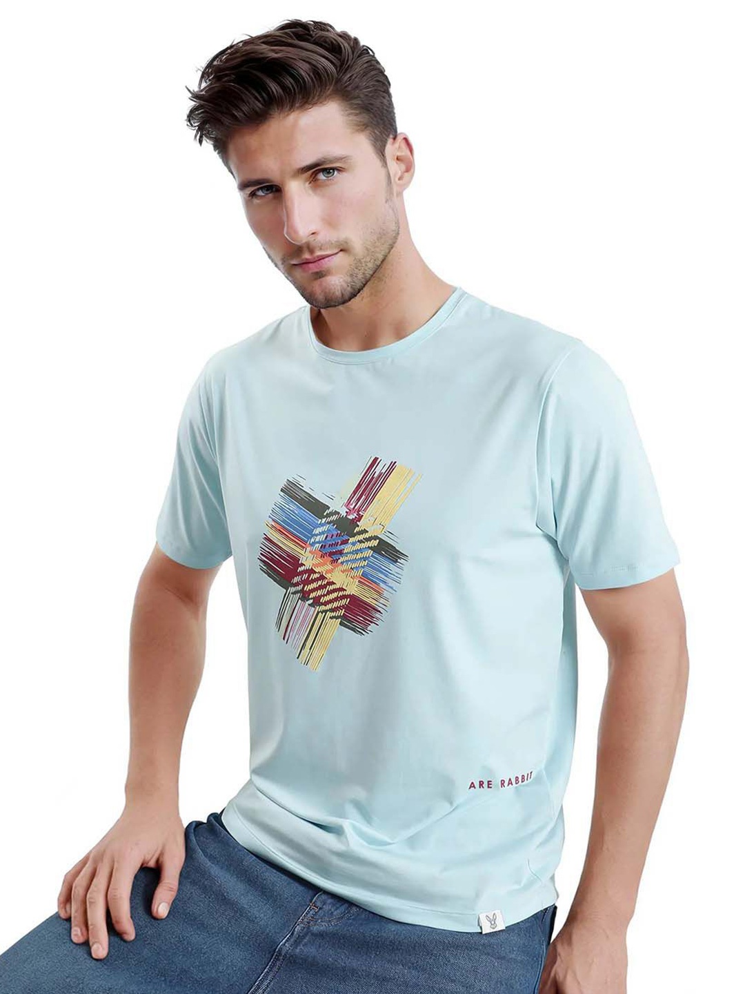 

RARE RABBIT Men Printed T-shirt, Blue