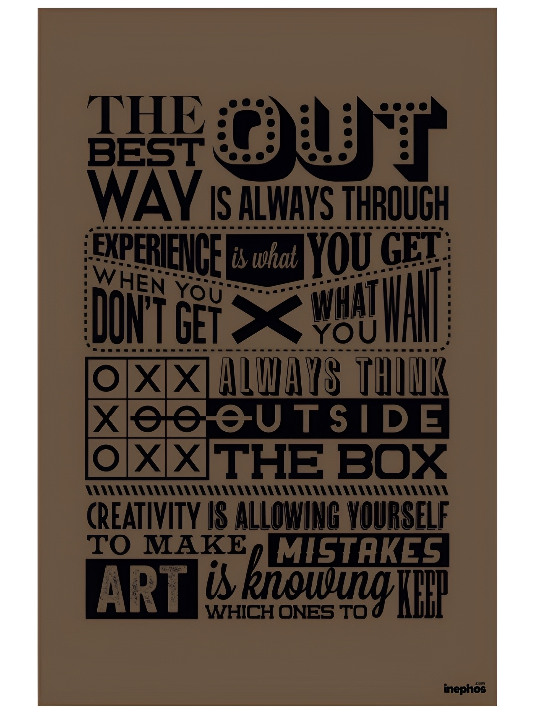 

Inephos Brown & Black The Best Way Out Motivational Quotes Retro Vinyl Photograph Poster