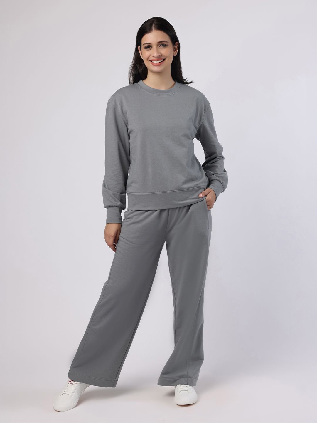 

BLANC9 Round Neck Sweatshirt With Trousers Co-Ords, Grey