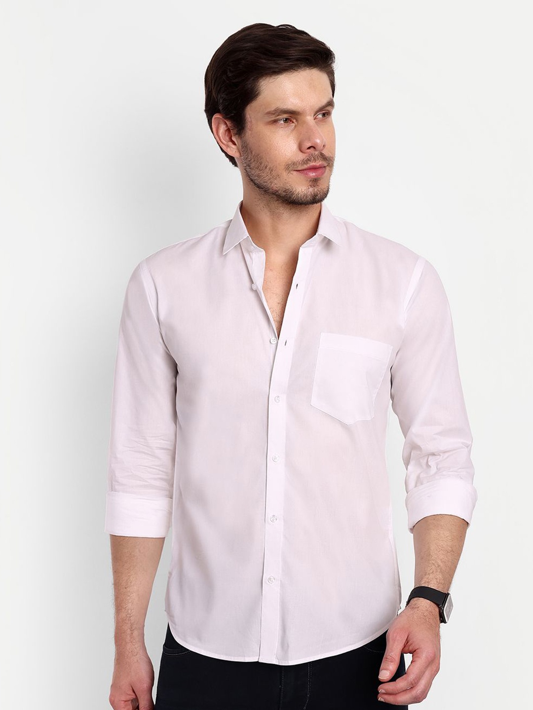 

Lewogle Men Opaque Casual Shirt, White