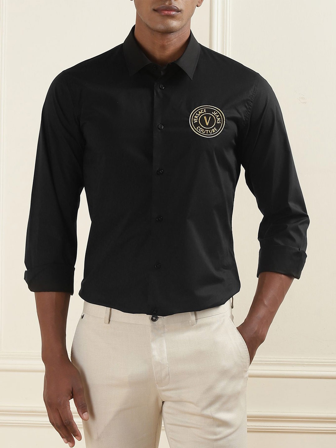 

Versace Jeans Couture Men Opaque Casual Shirt, Black