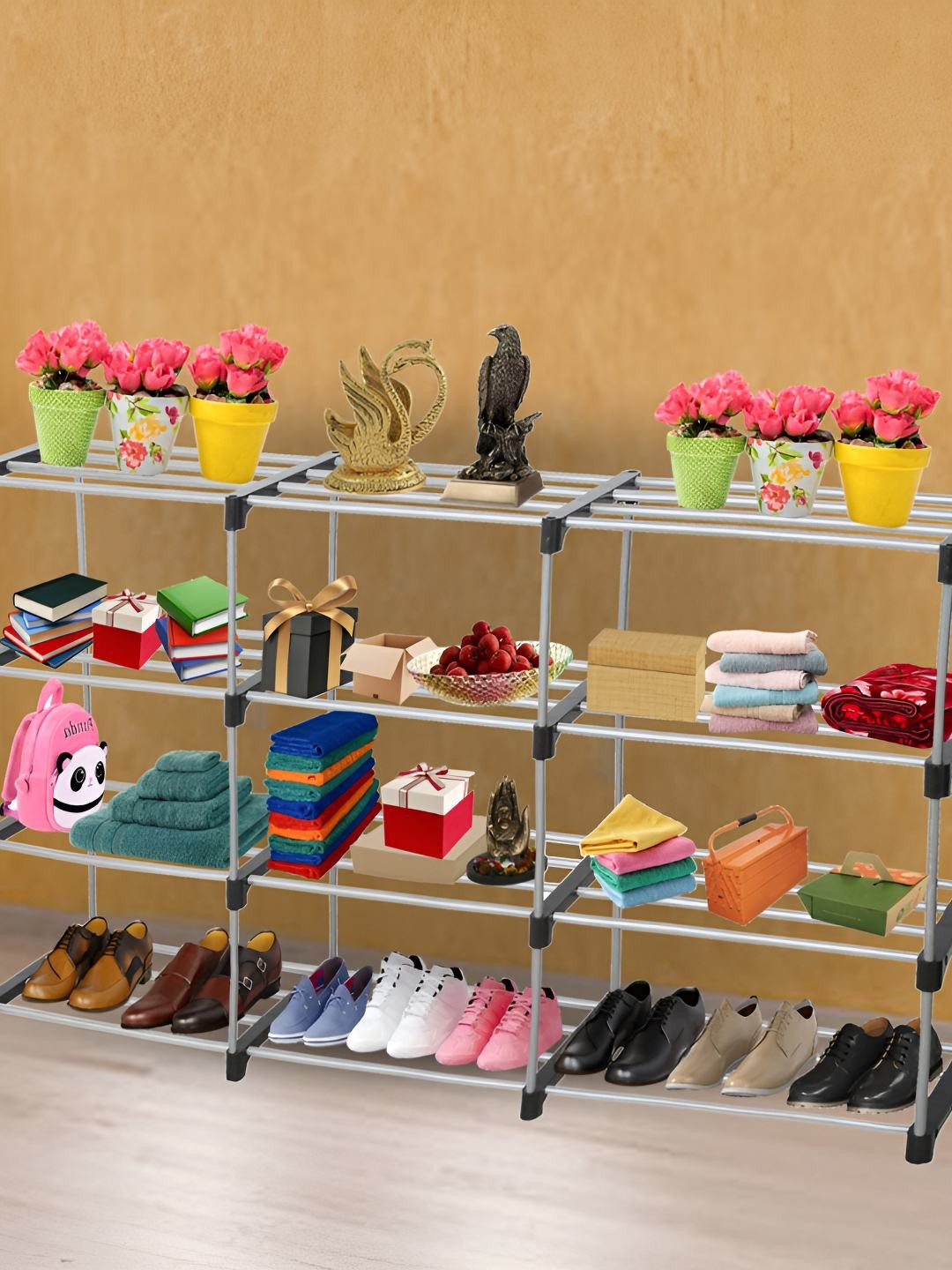 

Decent Hut Black 12-Tier Rectangle Stainless Steel Shoe Rack