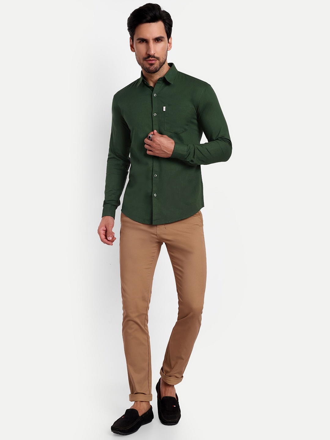 

Lewogle Men Opaque Casual Shirt, Green