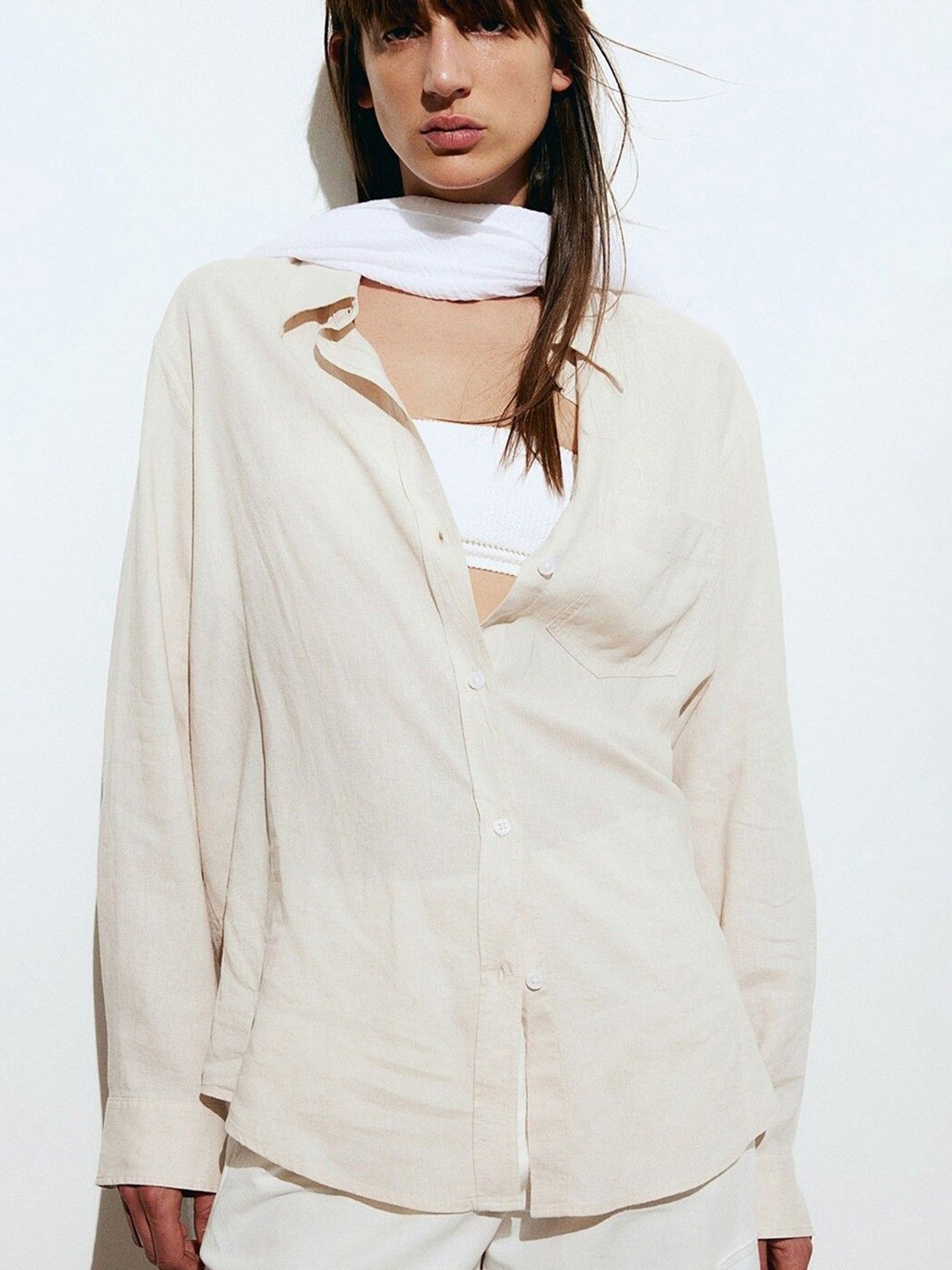 

Fab Star Women Classic Opaque Casual Shirt, White
