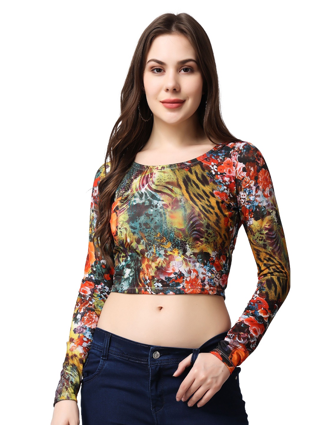 

SCORPIUS Animal Print Crop Top, Multi