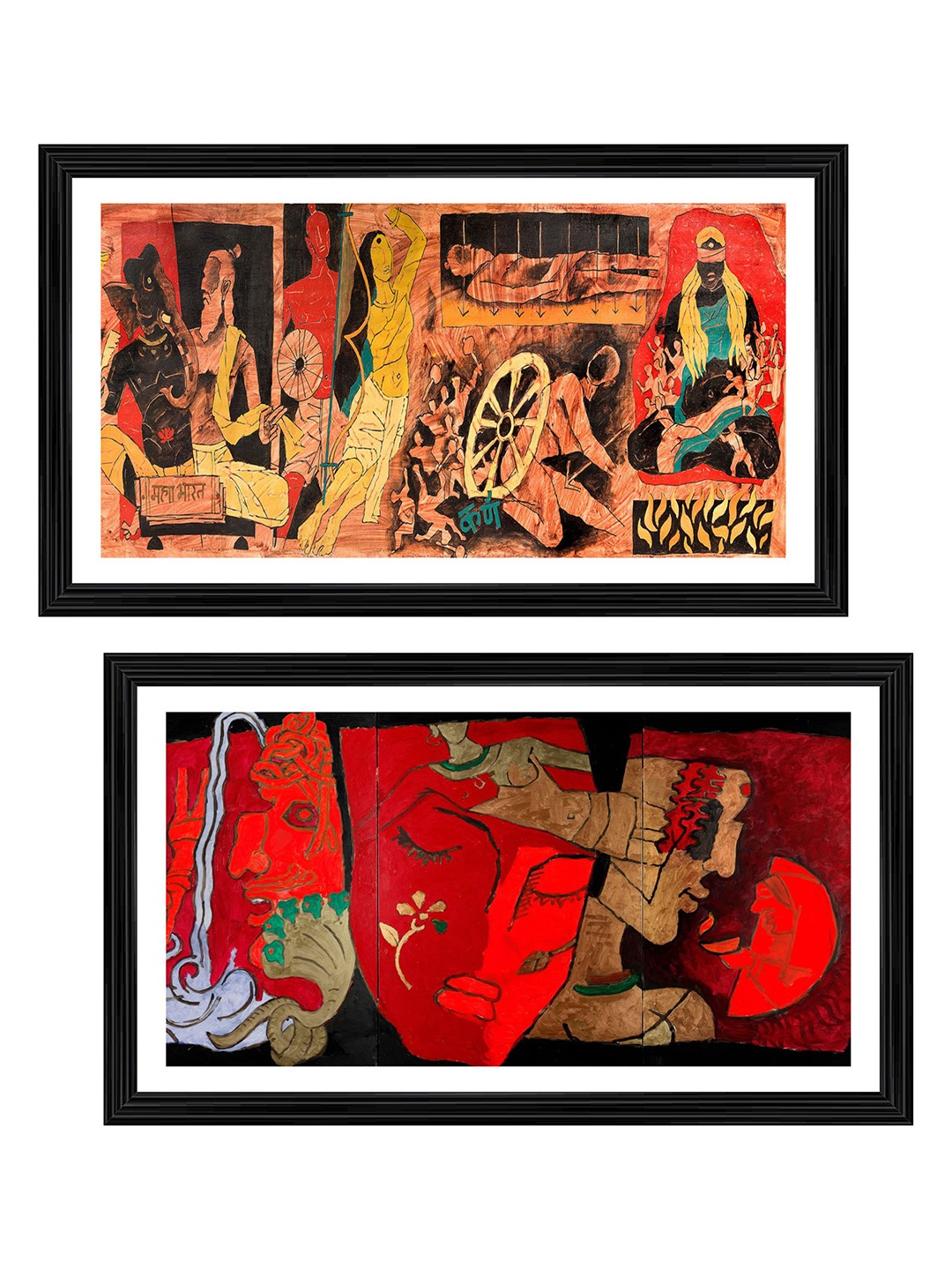 

Adventures India Red & Black 2 Piece Wooden Wall Painting