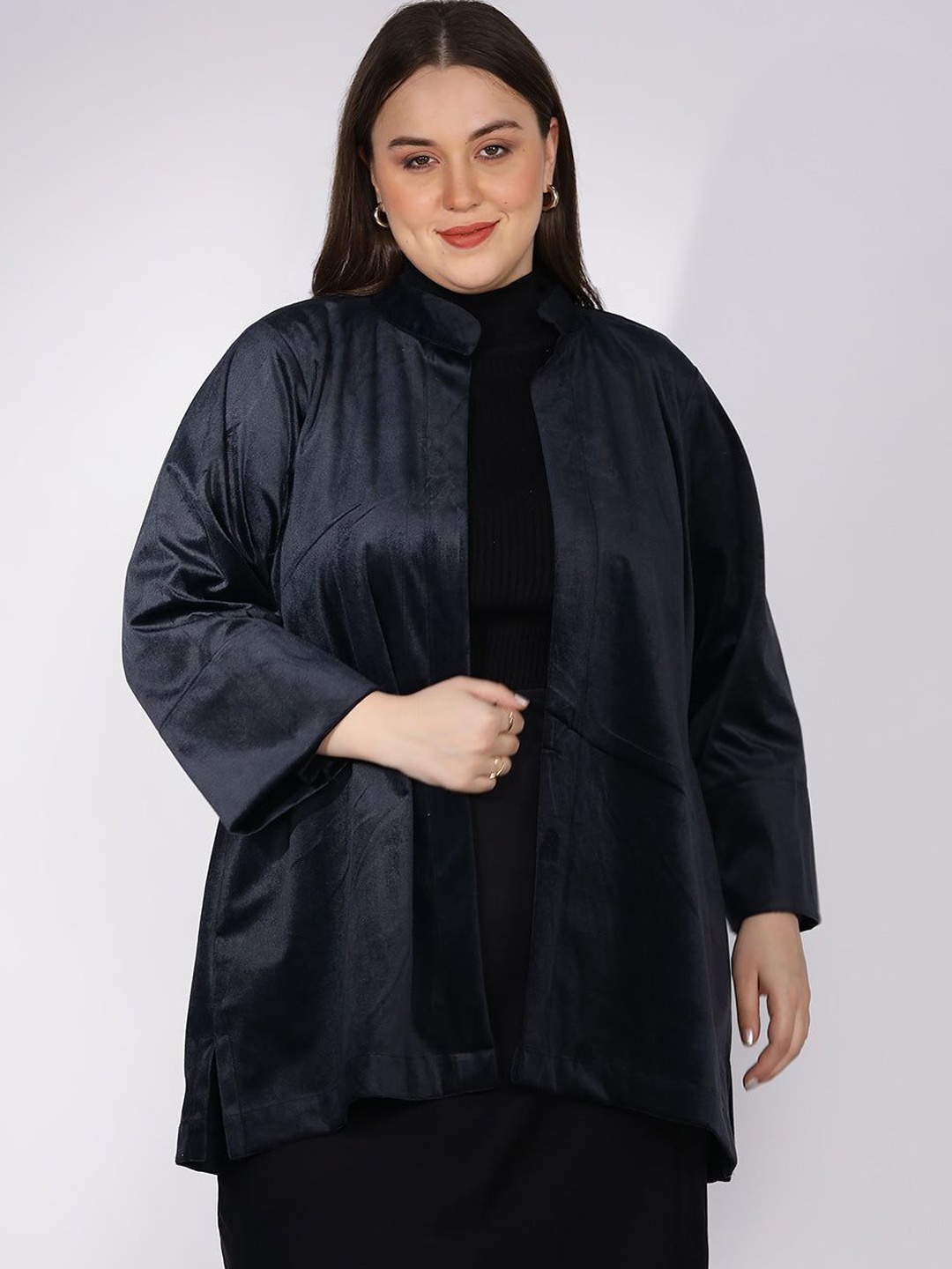 

LetsDressUp Women Suede Open Front Jacket, Black