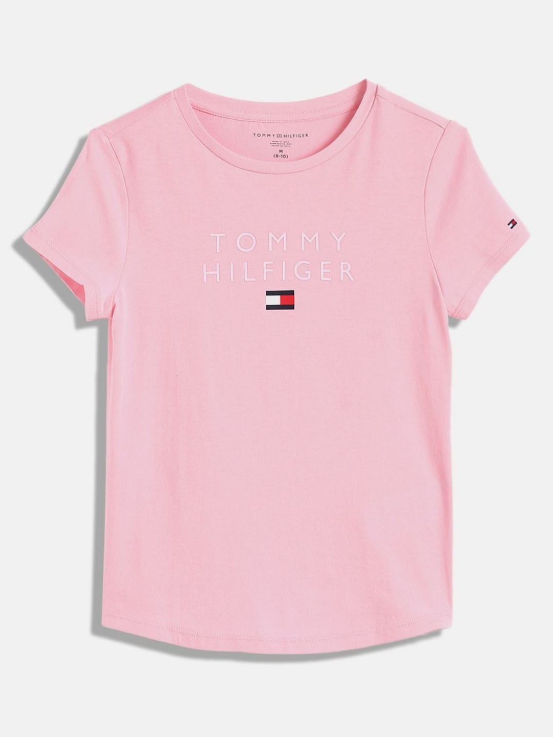 

Tommy Hilfiger Girls Graphic Printed Round Neck Cotton T-shirt, Pink