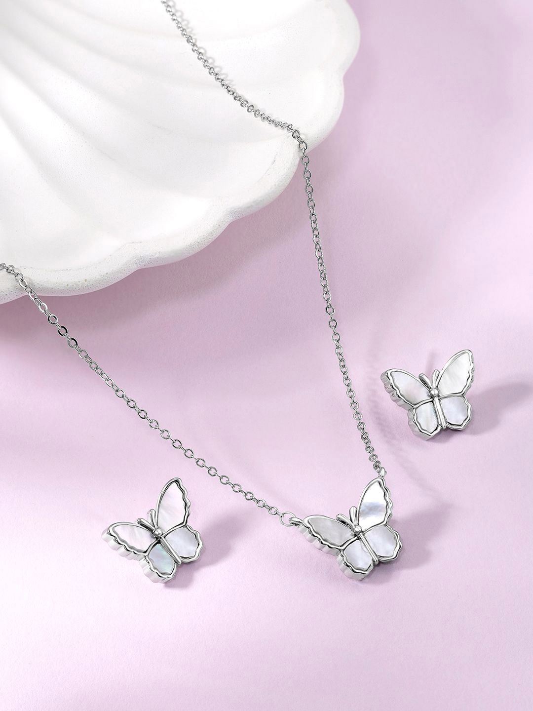 

Peora Silver Plated Stone Studded Jewellery Set