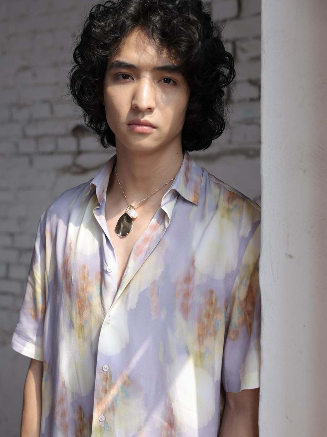 

RARE RABBIT Men Comfort Spread Collar Abstract Printed Casual Shirt, Purple