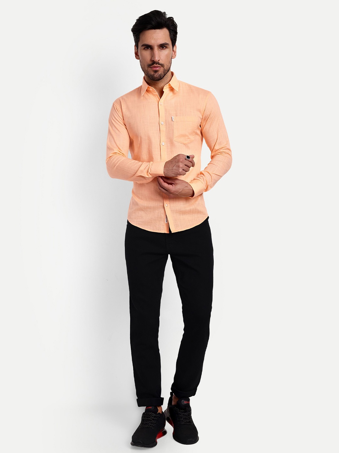 

Lewogle Men Opaque Casual Shirt, Orange
