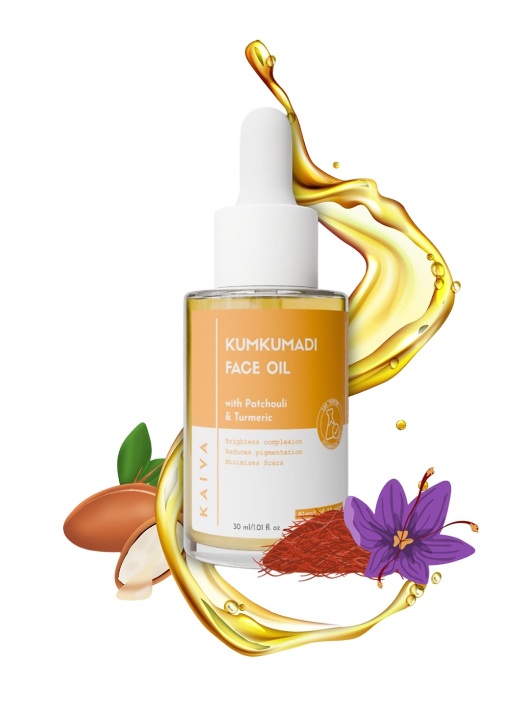 

KAIVA Kumkumadi Face Oil with Patchouli & Turmeric - 30 ml, Yellow