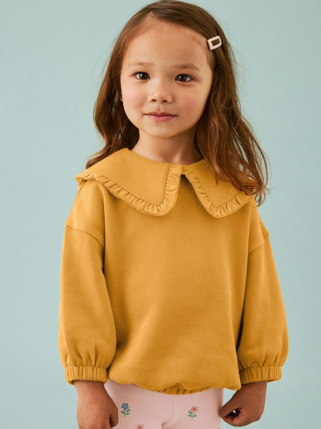 

LULU & SKY Girls Pure Cotton Top & Leggings Night Suit, Yellow