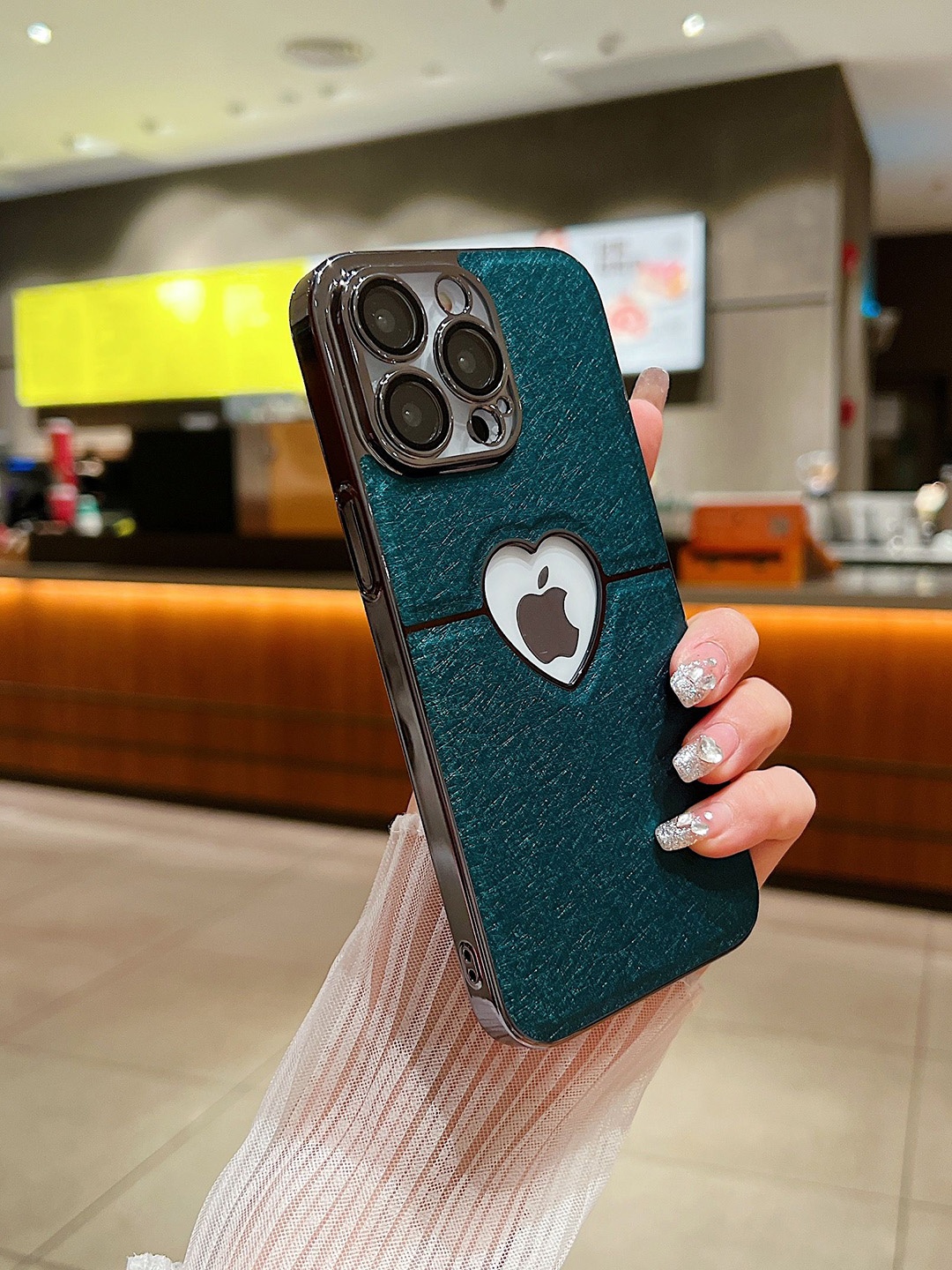 

Luxury Kase Textured iPhone 14 Pro Back Case, Teal