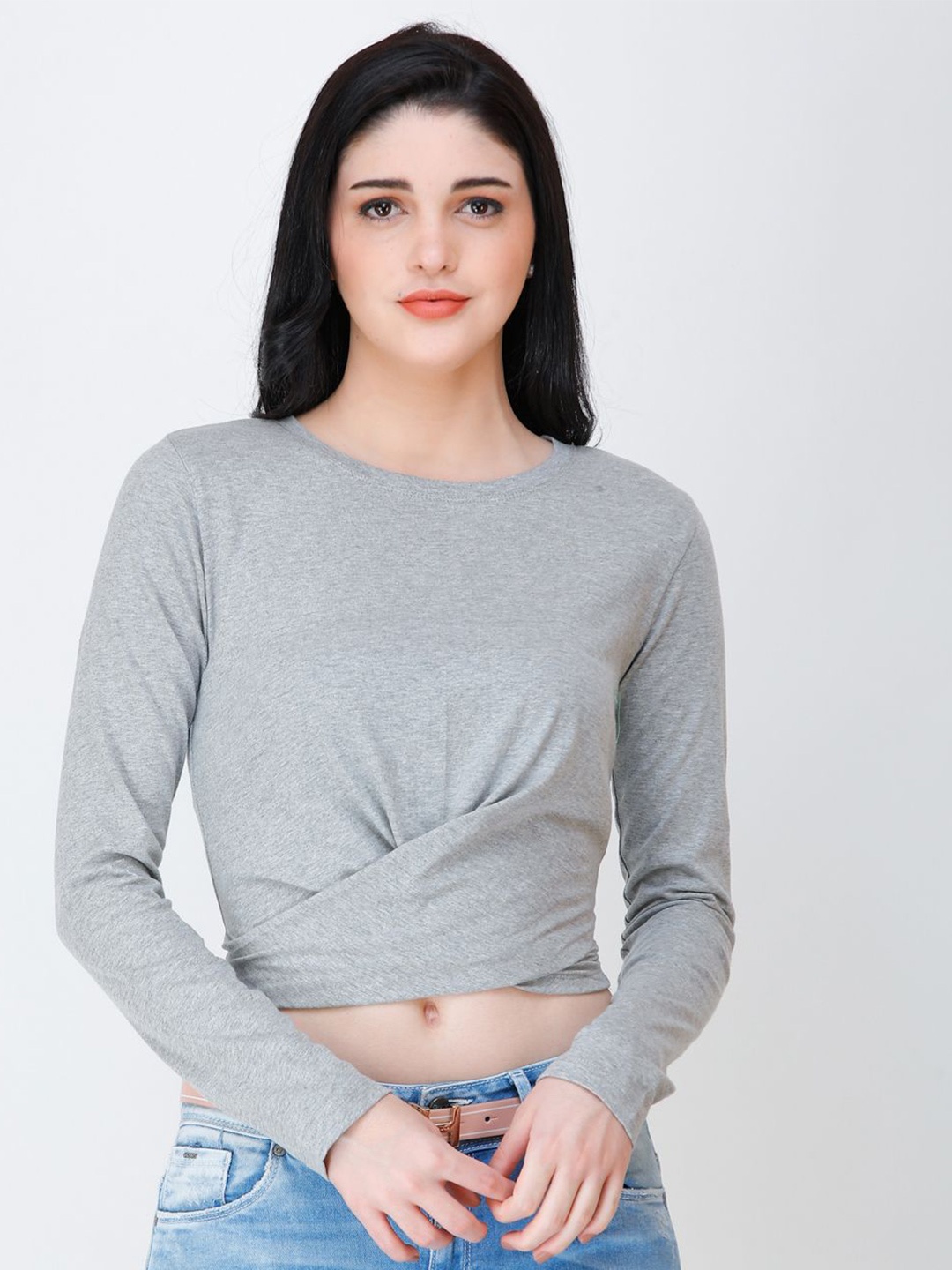 

SCORPIUS Crop Top, Grey melange