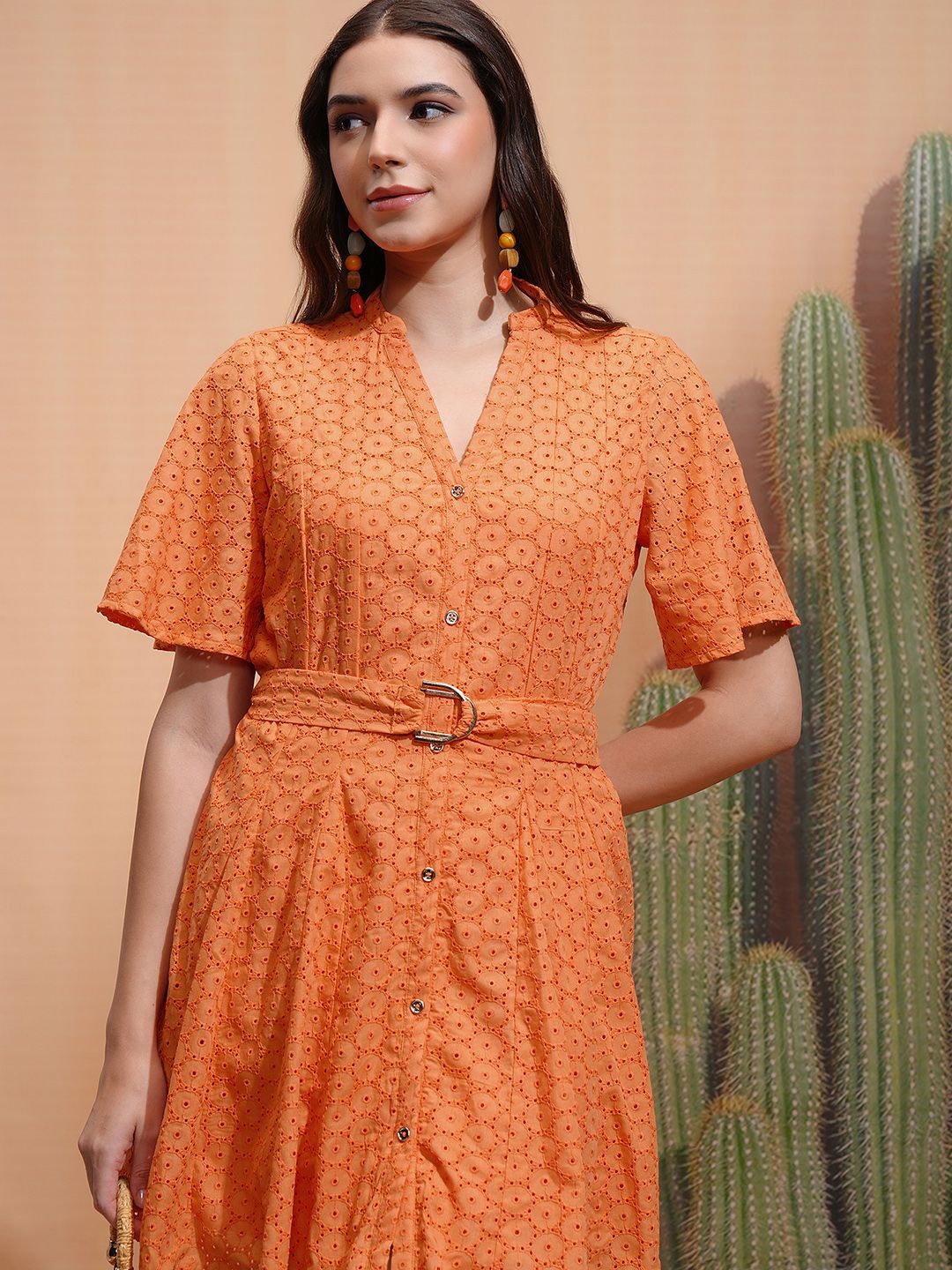 

Tokyo Talkies Bell Sleeve Fit & Flare Mini Dress, Orange