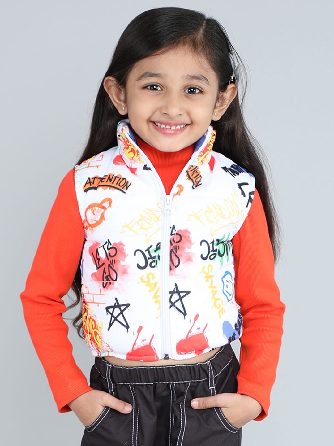 

taffykids Girls Nylon Crop Tailored Jacket, White