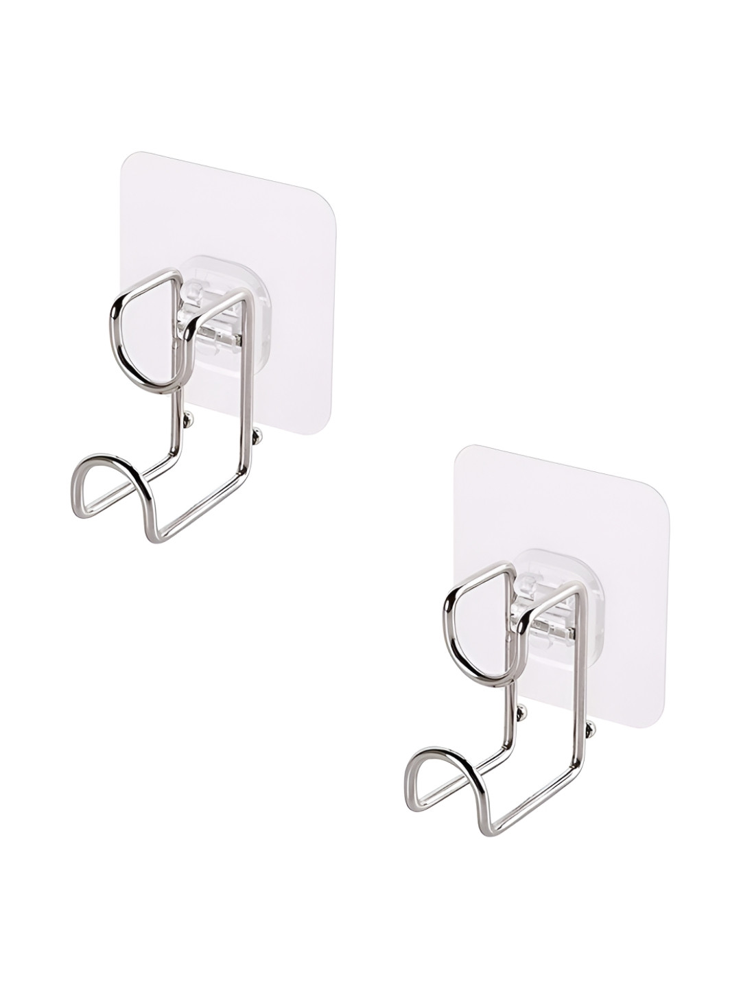 

HOKIPO White 2 Pieces Wall Adhesive Hooks, Silver