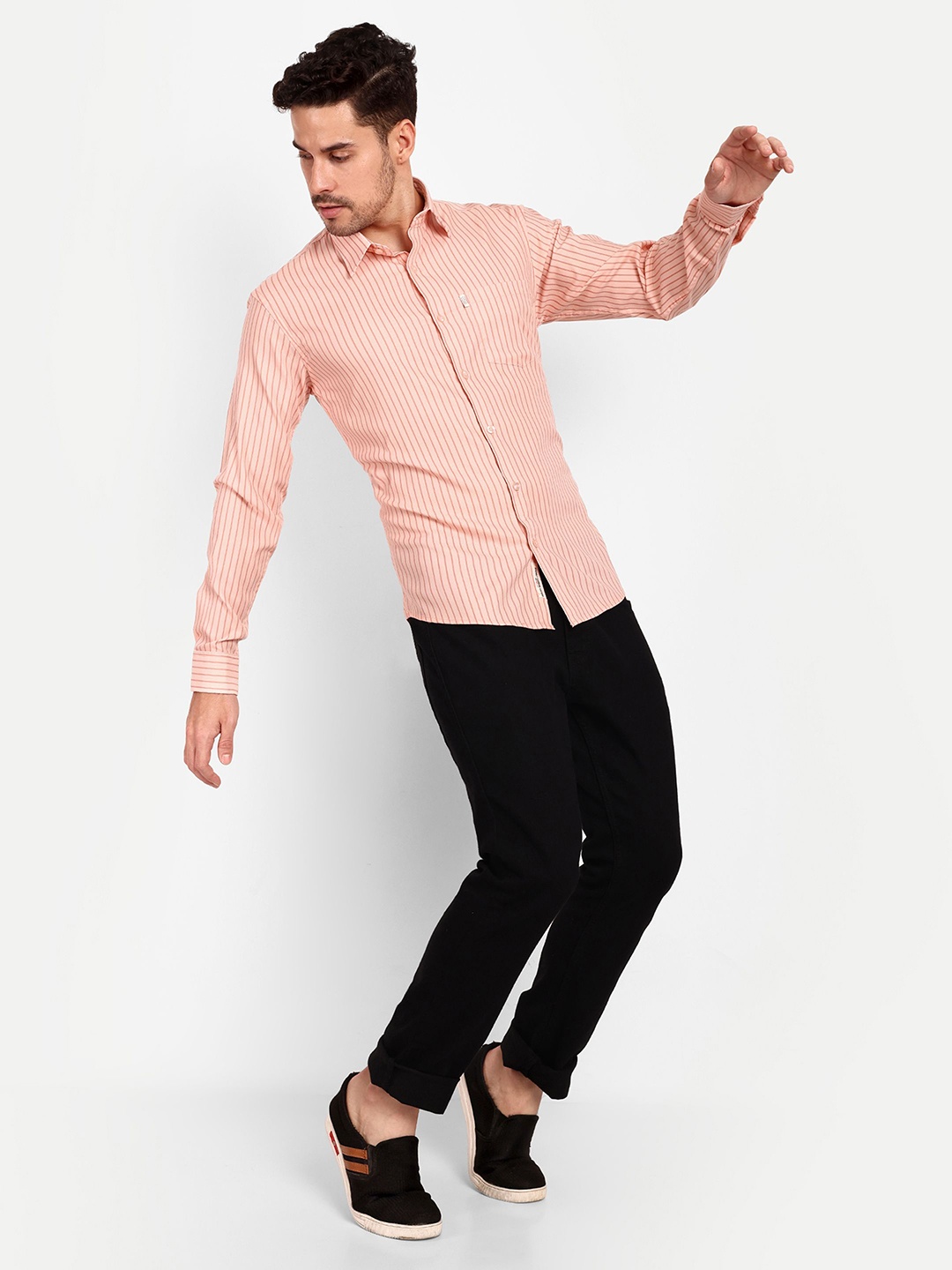 

Lewogle Men Opaque Printed Casual Shirt, Orange