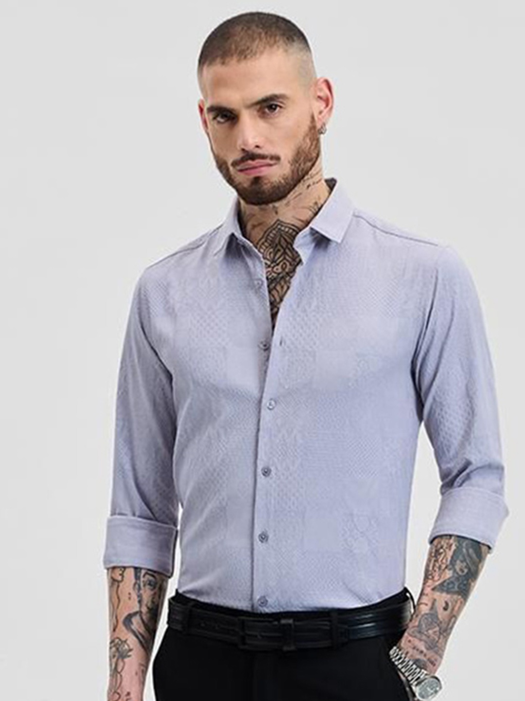 

Snitch Men Smart Slim Fit Opaque Formal Shirt, Blue