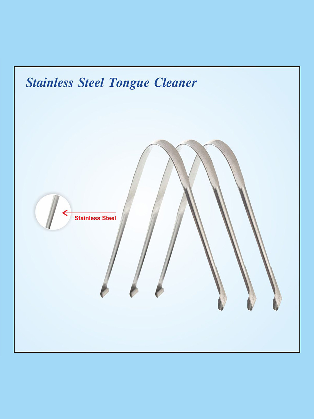 

Nurpi Set Of 3 Flat Design Tongue Cleaner For Oral Care & Bad Breath, Silver