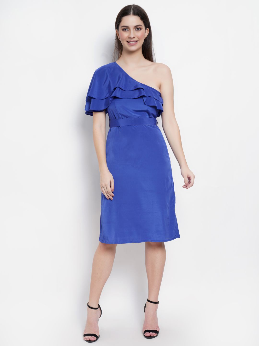 

DODO & MOA Flared Sleeve Georgette Sheath Dress, Blue