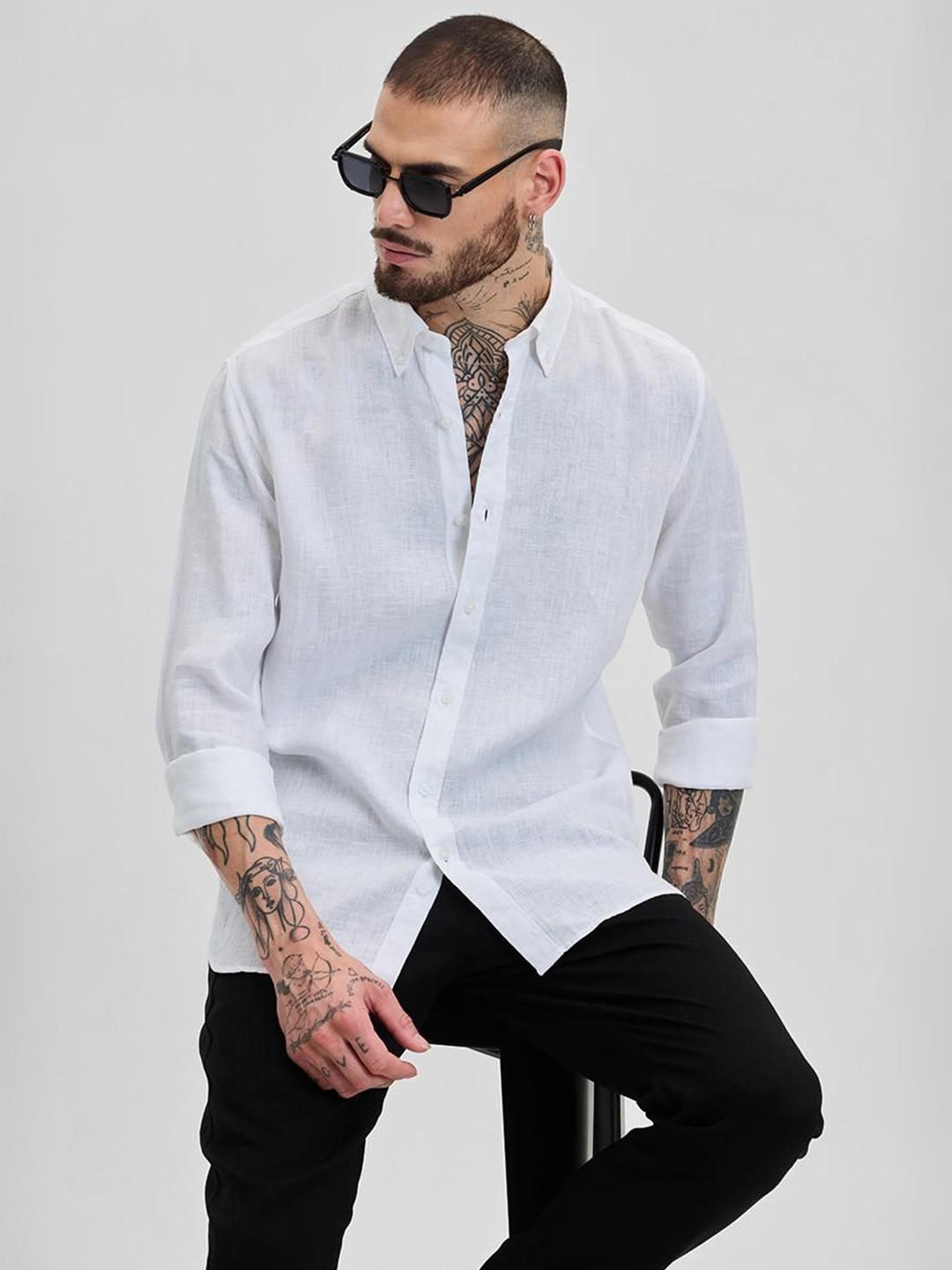 

Snitch Men Smart Slim Fit Opaque Casual Shirt, White