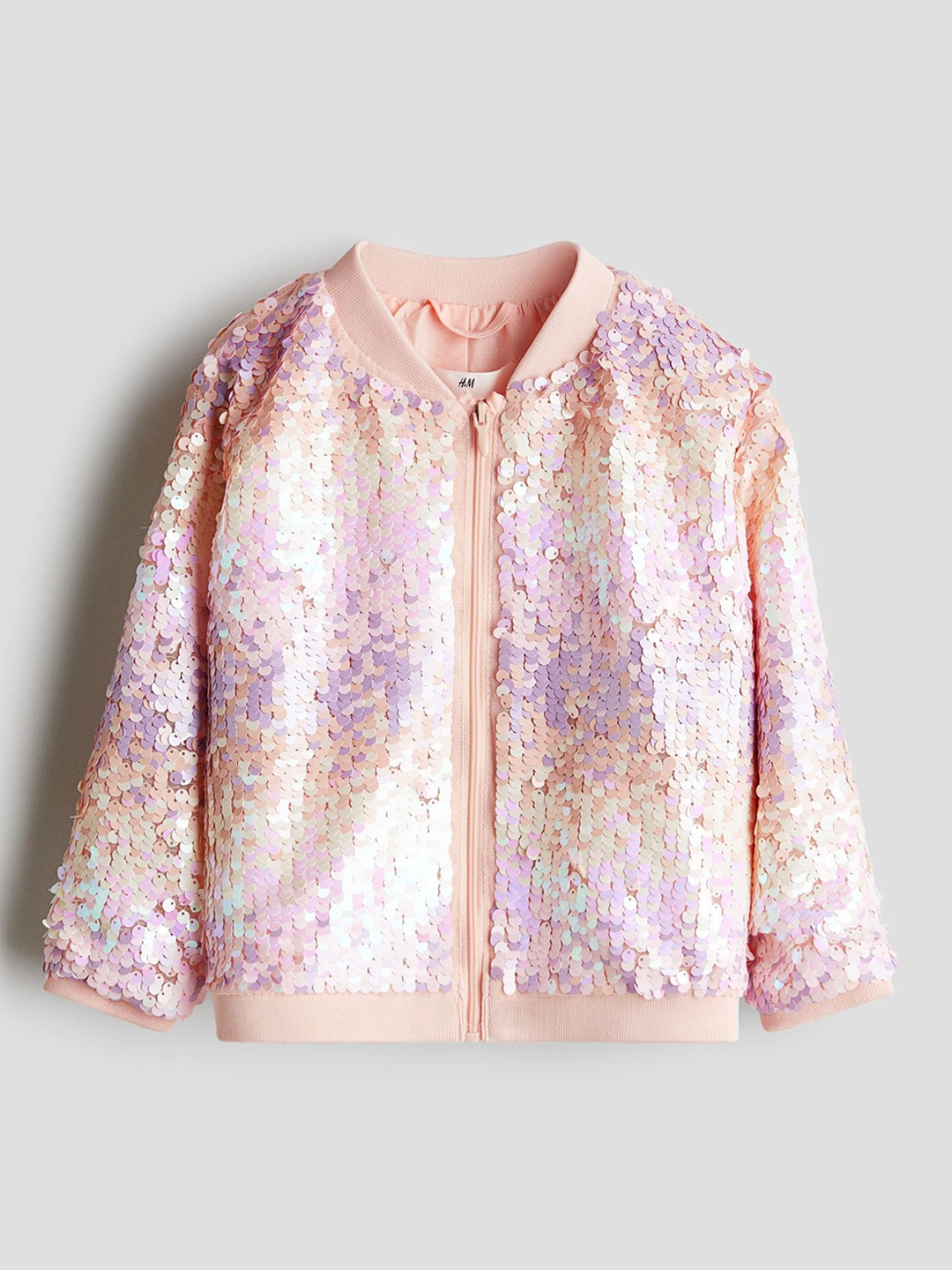 

H&M Girls Sequined Bomber Jacket, Peach