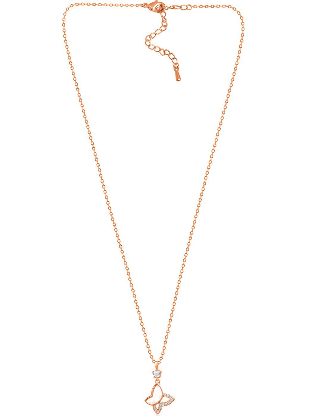 

Peora Rose Gold-Plated CZ-Studded Pendant With Chain