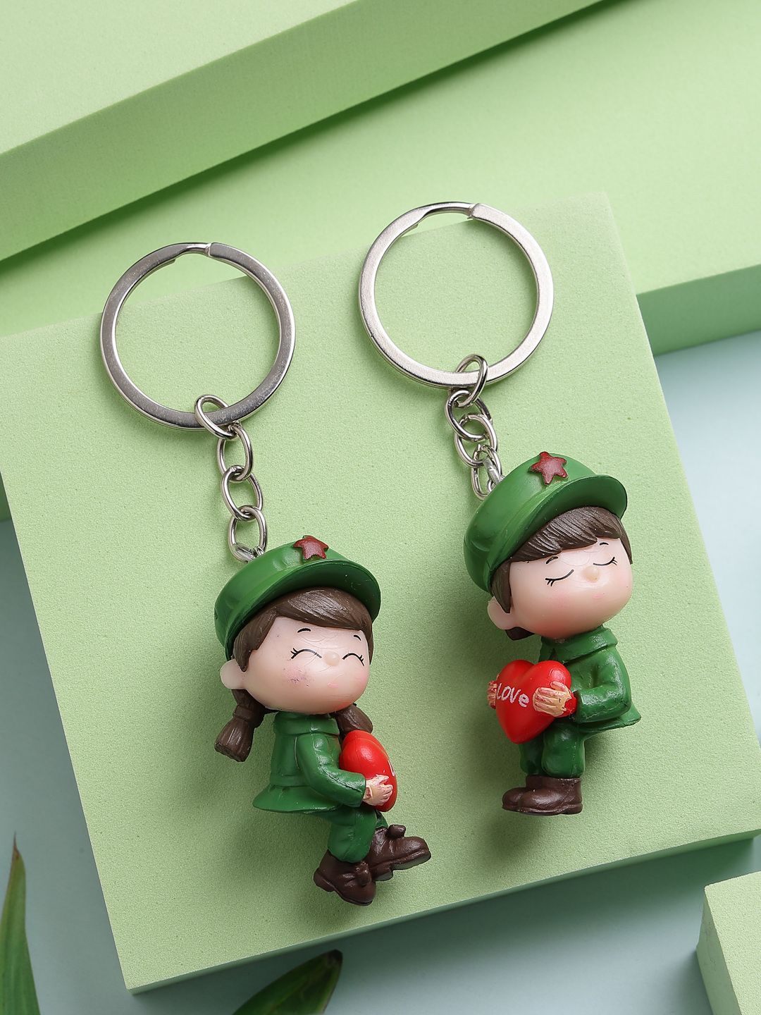 

KYDZI Pack Of 2 Cute Romantic Couple Keychain, Green