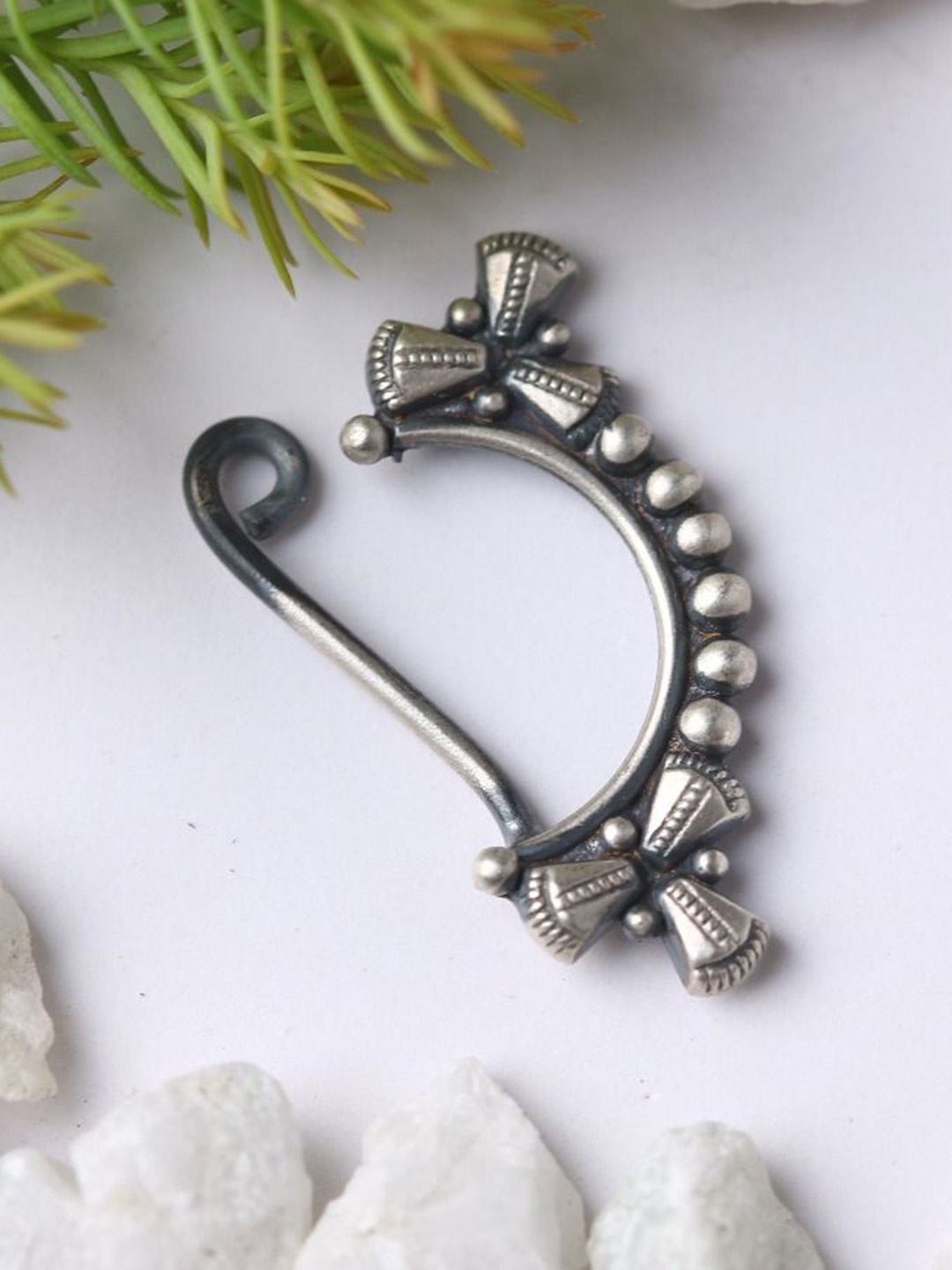 

House of Aadyaa Ring Nosepin, Silver