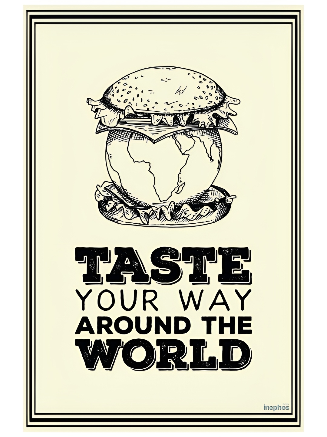 

Inephos Yellow & Black Taste Your Way Travel Inspirational Vinyl Poster