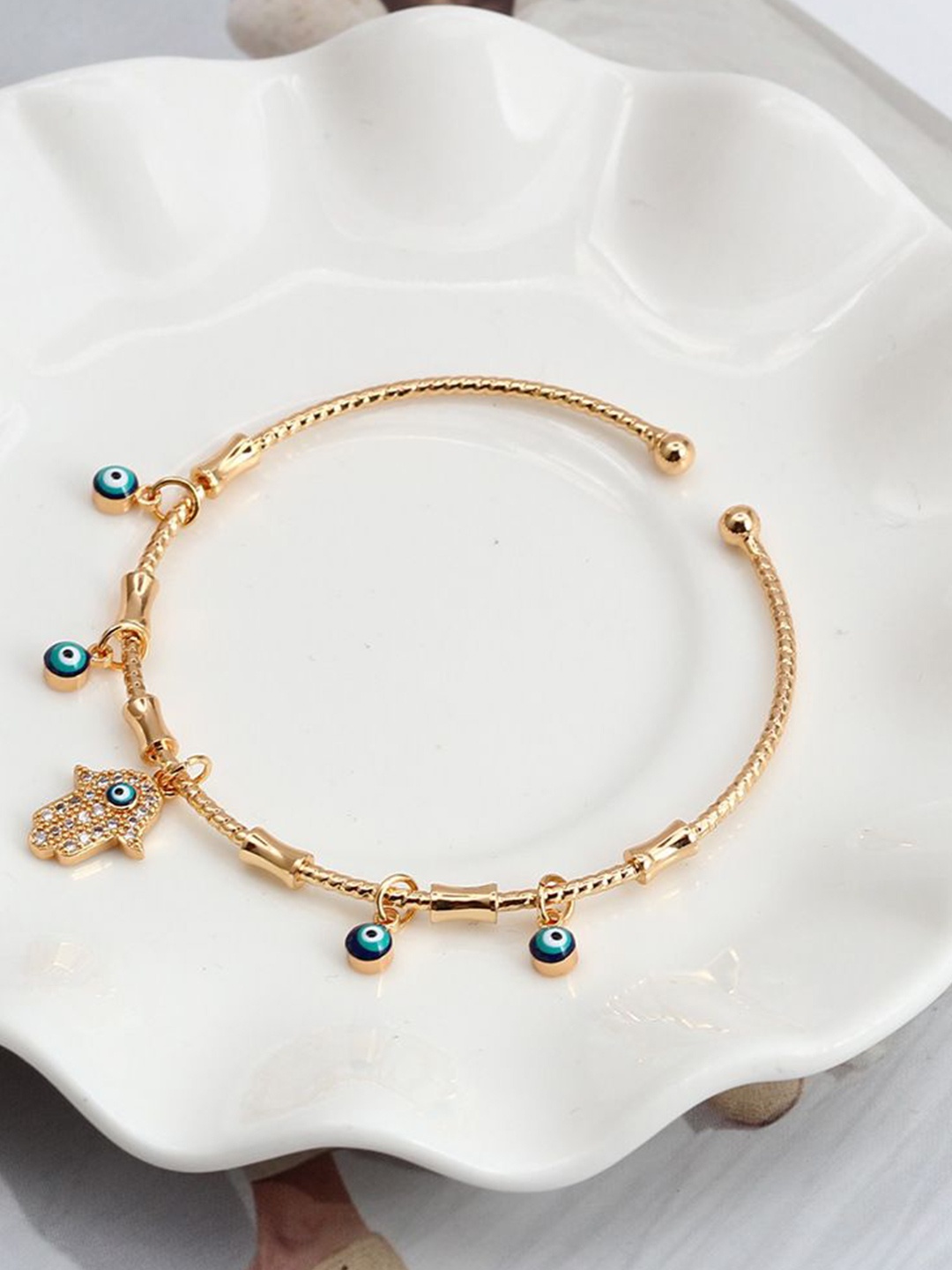 

Just Lil Things Gold-Plated Stone Studded Evil Eye Wraparound Bracelet