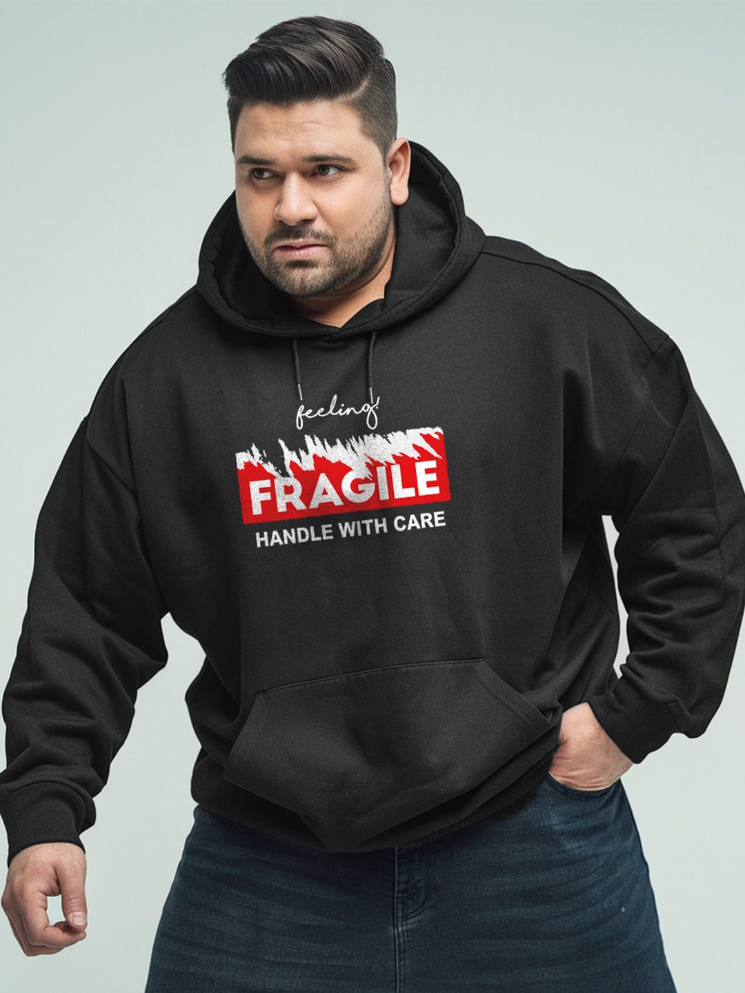 

FFLIRTYGO Men Printed Hooded Sweatshirt, Black