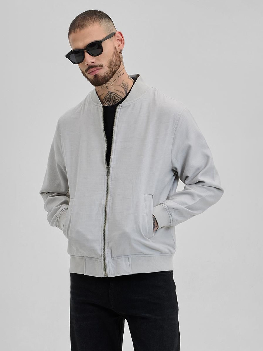 

Snitch Men Bomber Jacket, Grey