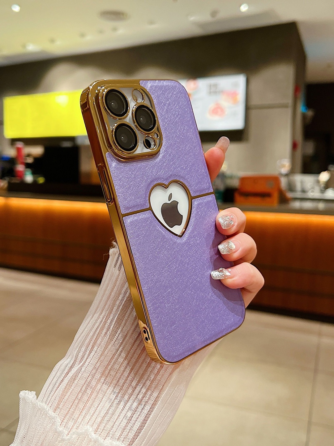 

Luxury Kase Textured Printed iPhone 13 Pro Back Case, Purple