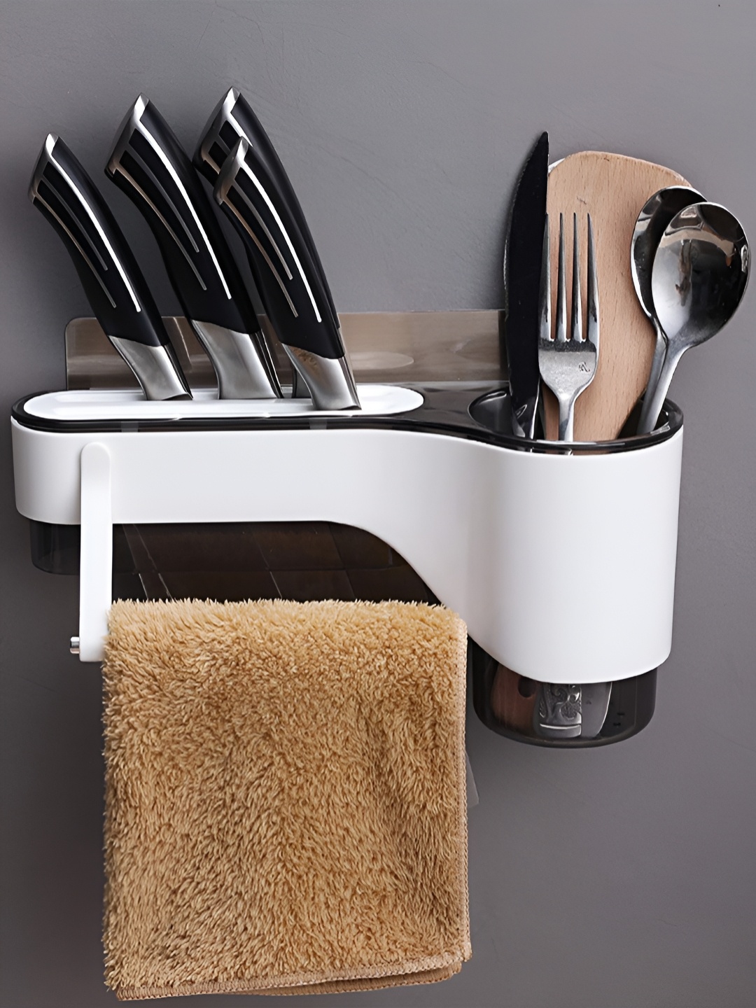 

HOKIPO Black & White Cutlery Holder