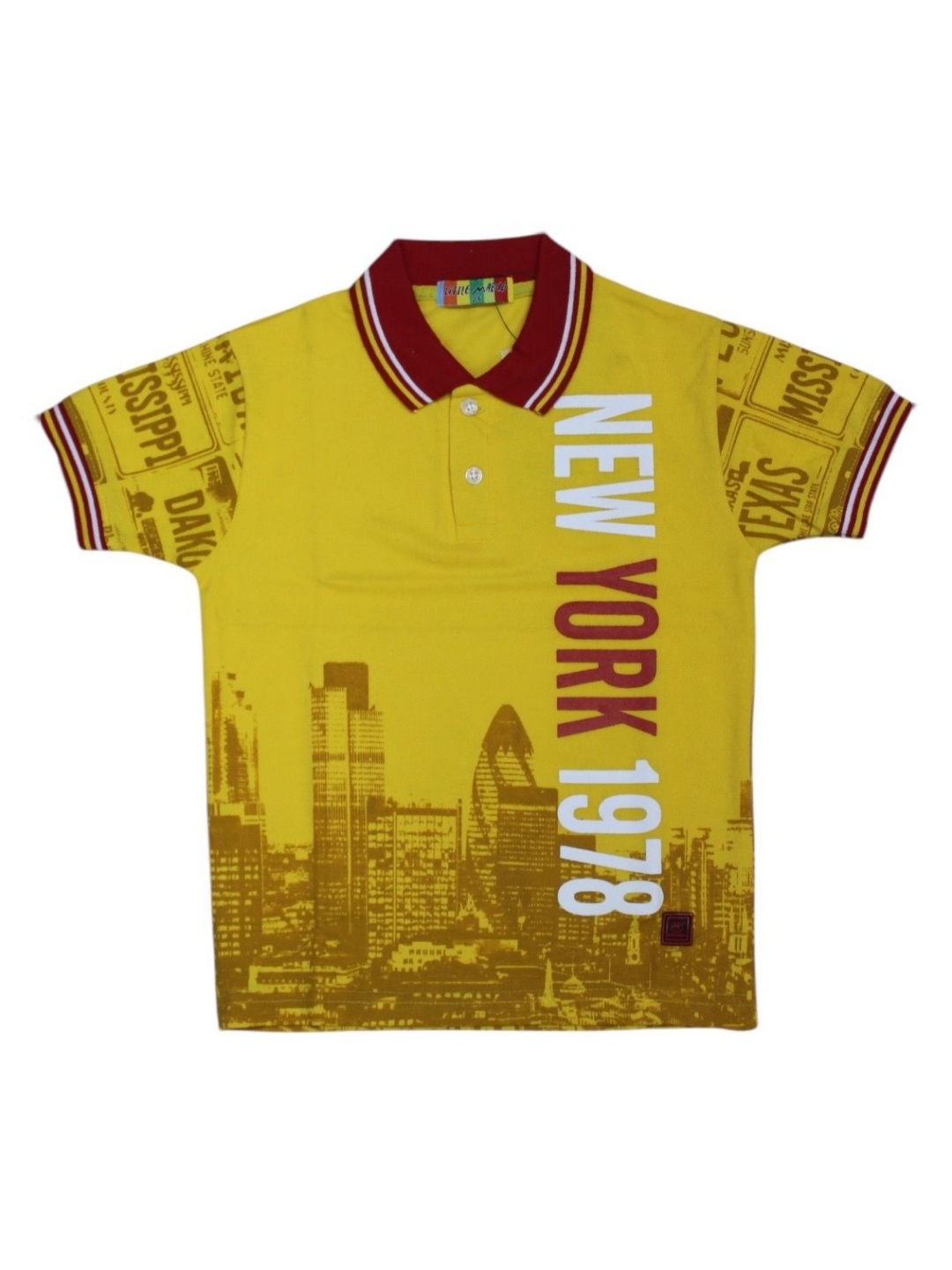 

Little Marco Boys Printed Polo Collar Applique T-shirt, Yellow