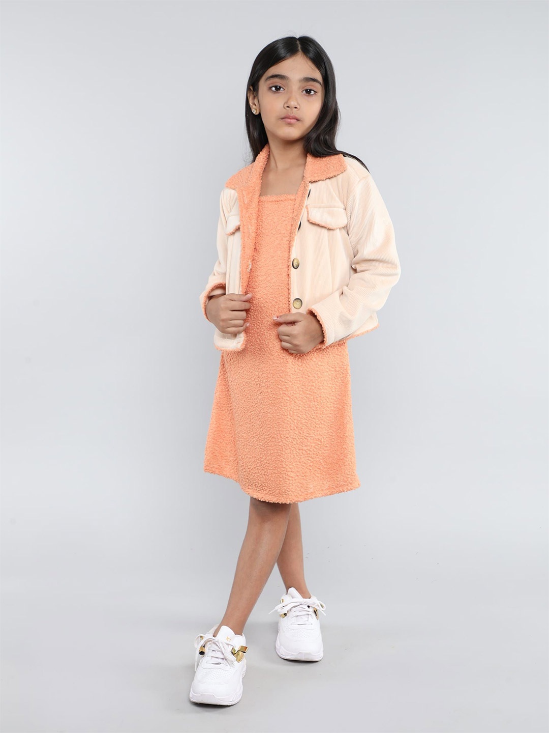 

taffykids Puff Sleeve A-Line Dress, Cream